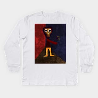 funny scary face art Kids Long Sleeve T-Shirt